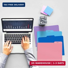Better Office Products Heavyweight Poly Folders File, 1/3 Cut Tabs, 12 Pack, Ass