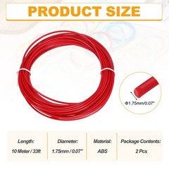 1.75mm ABS 3D Pen Printer Filament Refill, 2 pcs Total 65.6Ft, Red