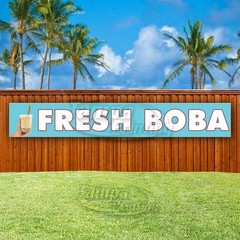 FRESH BOBA Advertising Drinks Tea Cafe Vinyl Banner Flag Sign USA XL01594