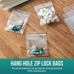 HANG HOLE HEAVY DUTY 2 Mil Clear Zip Seal Bags Reclosable Top Lock Plastic