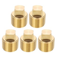 3/8″ NPT Brass Square Plug Fittings, 5Pcs Solid Thread Square Head Pipe Fitti…