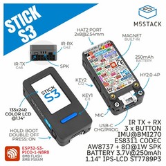 M5Stack Stick S3 for remote control and IoT apps powered by the ESP32-S3-PICO