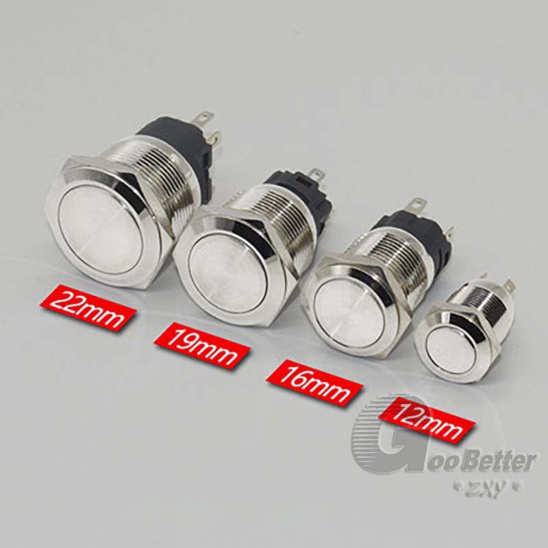 22mm LED ON OFF Waterproof Stainless Steel Latching Push Button Power Switch