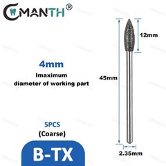 Dental Low Diamond Bur Teeth Polishing For Low Speed Handpiece HP Dia.2.35mm 5Pc