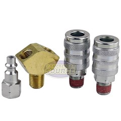 1/4″ Air Hose Y Splitter Two 1/4″ MNPT Couplers and One 1/4″ Industrial Plug