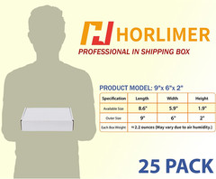 9X6X2 Inches Shipping Boxes Set of 25, White Corrugated Cardboard Box Literature