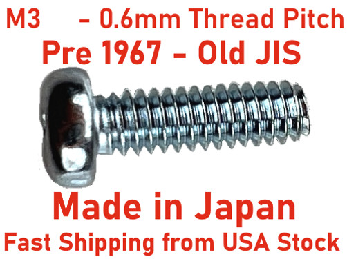 Pre 1967 JIS M3x6 M3x10 0.6mm Thread Pitch Screws – Made in JAPAN Ships from USA