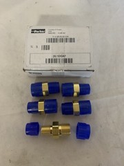 Lot of (5) Parker 6-4 Mhn-B 3/8″ X 1/4″ Mnpt Brass Reducing Hex Nipples, 4000psi