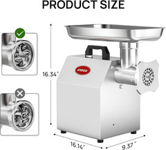 Commercial Electric Meat Grinder #12, 1.0HP Heavy Duty Stainless Steel Meat Minc