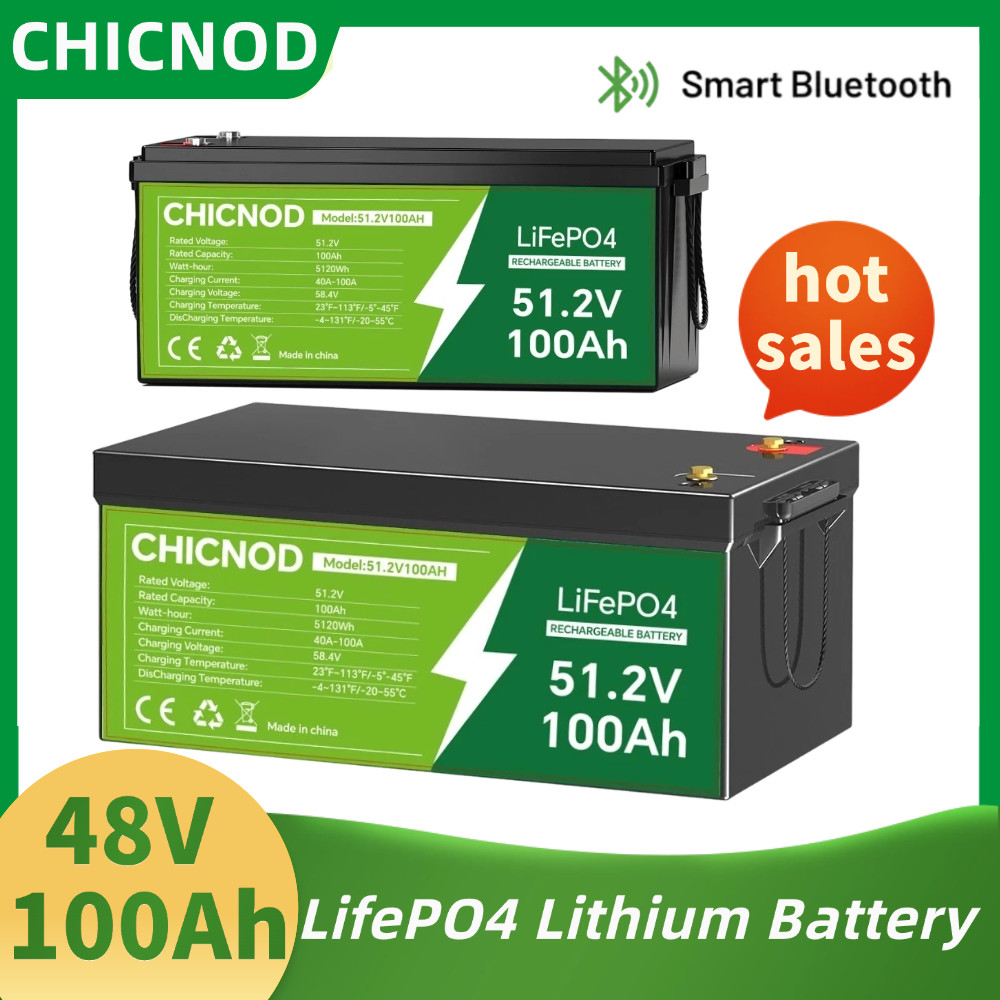 CHICNOD 48V 100Ah LiFePO4 Lithium Battery Bluetooth BMS Deep Cycle for Golf Cart