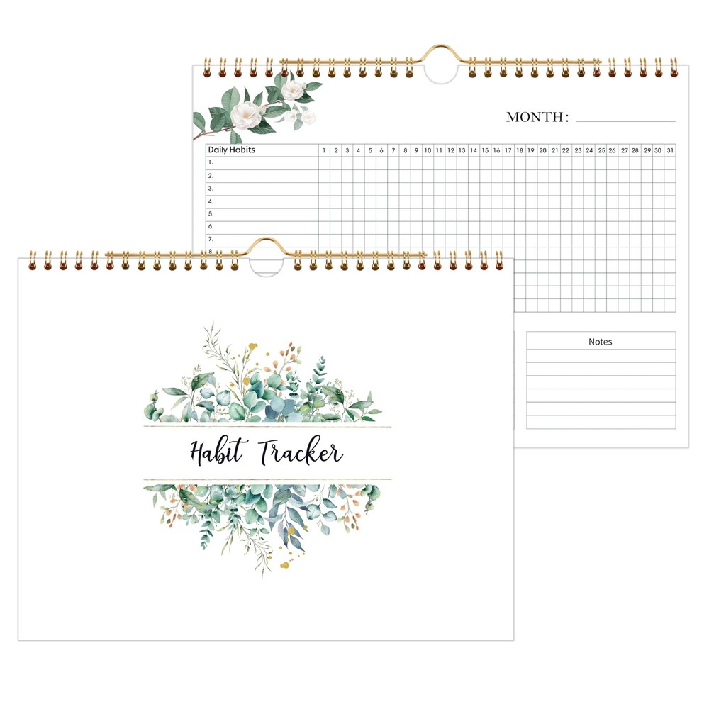 Habit Tracker Calendar – 12 Months Undated Daily Planner, 8″x10″, Weekly & Mo…