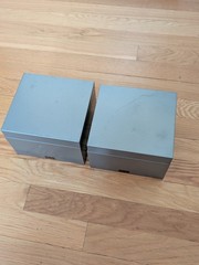 Lot of 2 Vtg Weis Index Card File Holder Steel Metal Box 6.5” x 6” X 4.5” Gray