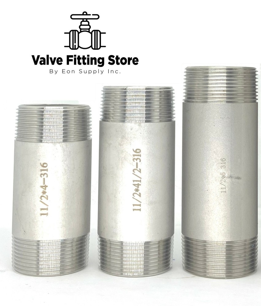 1-1/2″ inch Long PIPE NIPPLE NPT Stainless Steel 316 ALL Length Barrel Nipple