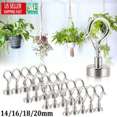 5/10Pcs Dia Strong Magnetic Hook Hanger N38 Neodymium Clamping Magnet Hooks Base