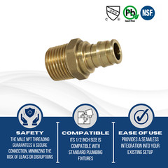 10 PC 1/2″ PEX A X 1/2″ MALE NPT PEX EXPANSION ADAPTER F1960