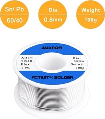 AUSTOR 60-40 Tin Lead Rosin Core Solder Wire for Electrical Soldering (100G, 0.8