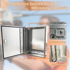 12x10x6″ 304 Stainless Steel Enclosure IP66 Waterproof and Dustproof Metal Box