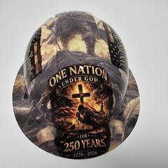 full brim hard hat custom hydro dipped IN AMERICA 250 YEARS ONE NATION STRONG