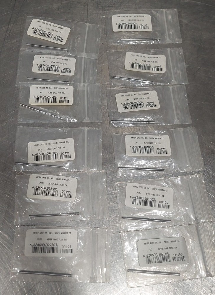 Lot Of 12 – MEYER .096″ – .102″ GAGE PLUS PIN. See Sizes In Description