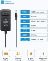 24V 1A Power Supply Adapter 5-Pack for LED Lights