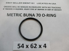 54mm ID x 62mm OD x 4mm thick O-ring. Buna-70. Quan 1.