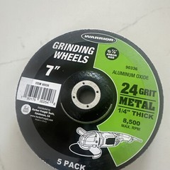 Warrior 5 Pc Grinding Wheel 7 Inch 1/4″ Thick Aluminum Oxide 24 Grit Metal 90336