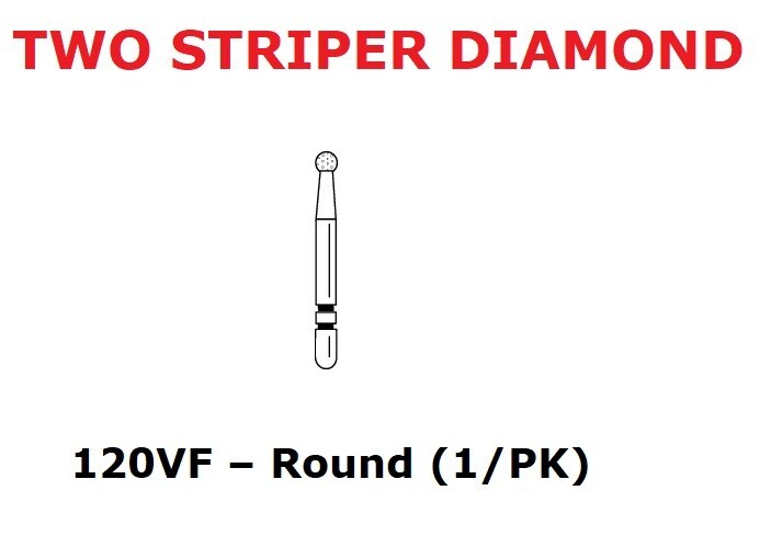 Premier Dental TWO STRIPER Diamond 120 VF Round Very Fine Burs 1/pk USA