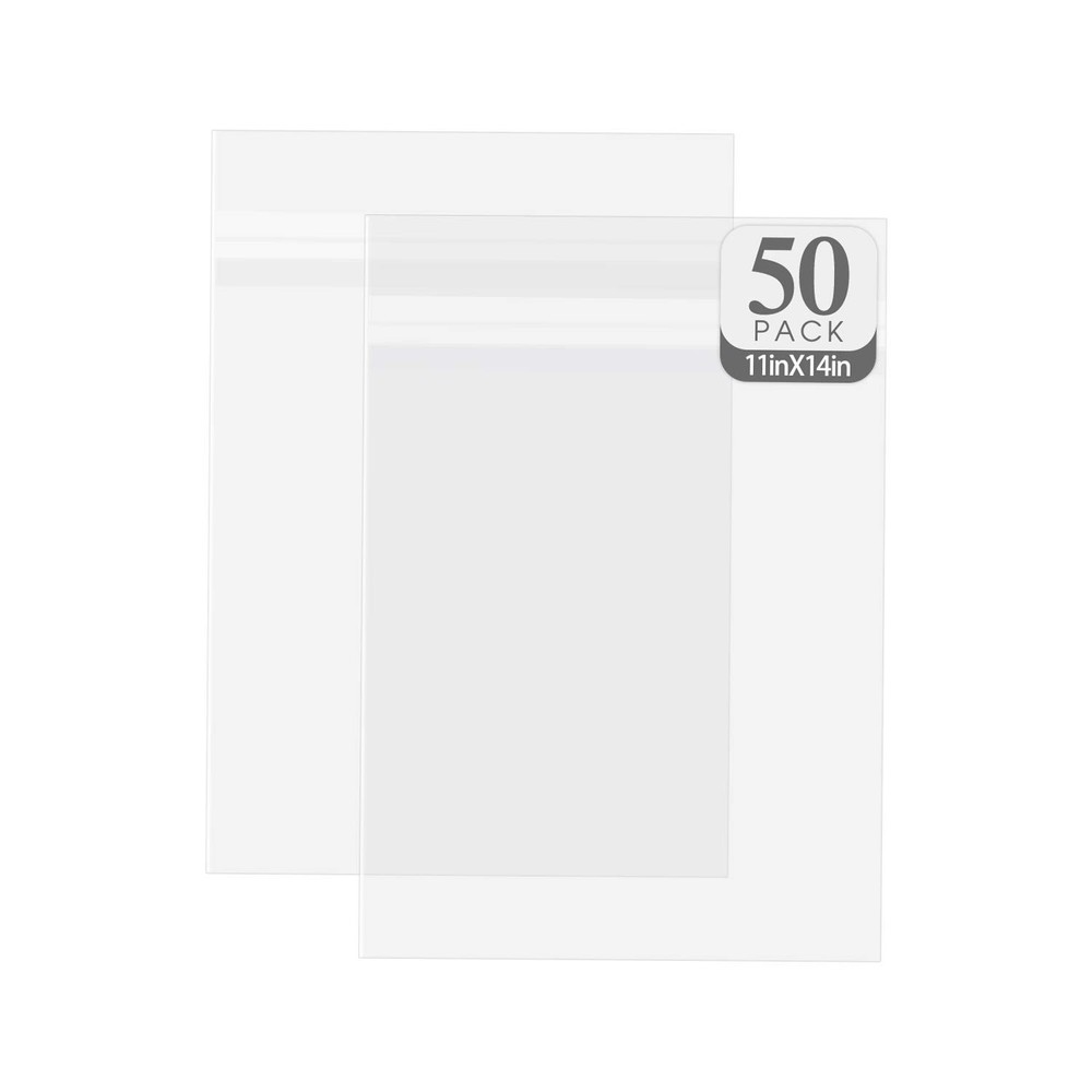 Golden State Art, 50 Pack Clear Bags for 11×14 Mats, Pictures, 11×14,