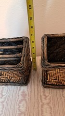 Vintage 4 Pc Woven Bamboo Rattan Wicker Desk Organizer Set Pencil Letter Boho