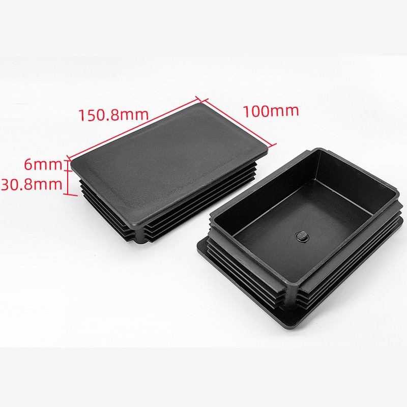 Square Plastic Black / White Blanking End Caps Tube Inserts Plug 100/ 150/ 200mm