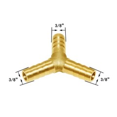 3/8″ Hose Barb Y Shaped 3 Way Union Fitting Intersection/Split Brass Water/Fuel