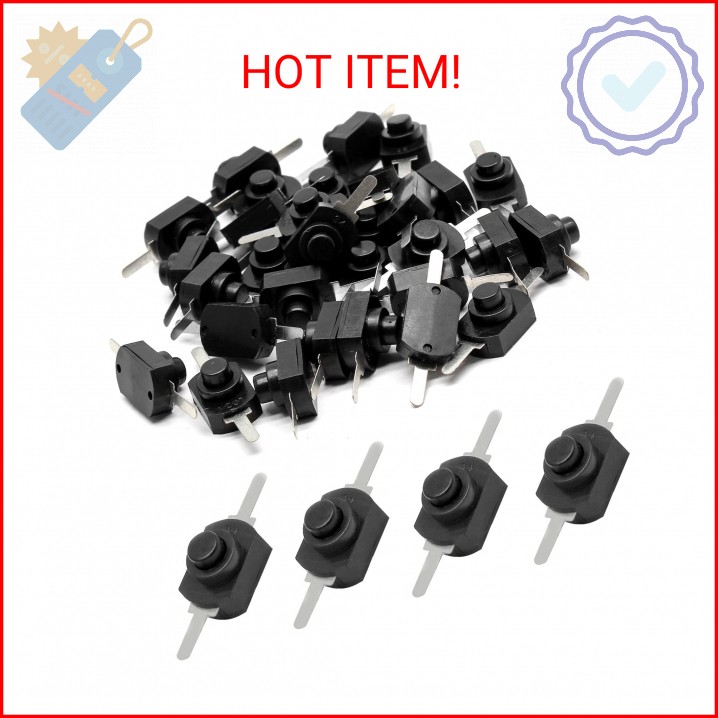 Litoexpe 50pcs Black Latching Mini ON/Off Switch Self-Lock Micro Push Button Swi