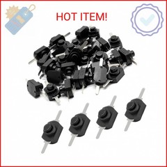 Litoexpe 50pcs Black Latching Mini ON/Off Switch Self-Lock Micro Push Button Swi