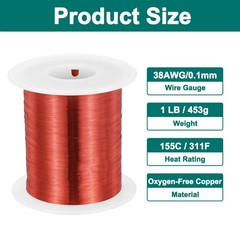 38 AWG Magnet Wire, 1 lb Magnetic Coil Wire, 155C(311F)