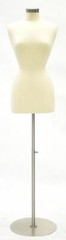 Adult Female Off White Linen Dress Form Mannequin Torso Size 2-4 with Metal Base