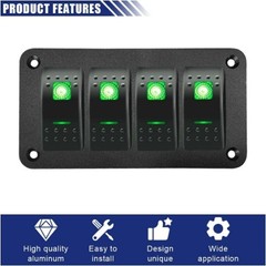 4 Hole Waterproof Rocker Switch Panel with Aluminium Housing Brac Size: 4 Hole
