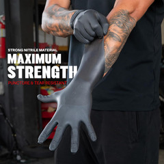 Herkules Grip Heavy Duty 8Mil Black Nitrile Gloves,3D Raised Diamond Texture-Lat