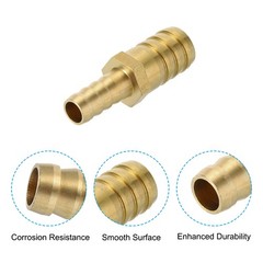 2Pcs 3/8″ to 5/8″ Brass Hose Barb Reducer w 4 Clamps for Air Water Fuel