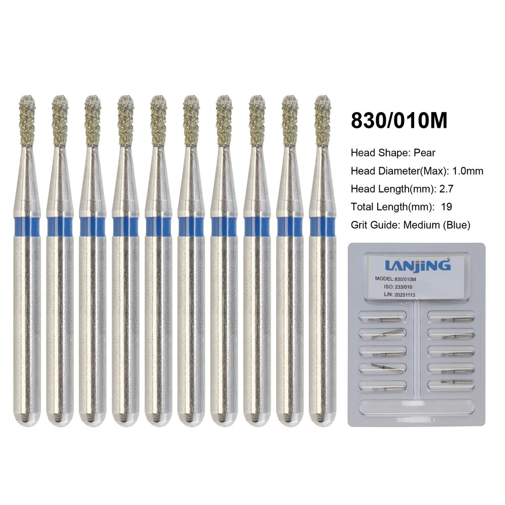 Dental Diamond Burs Pear Shape 830/010M Medium Grit FG High Speed Bur 330
