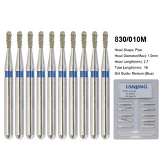 Dental Diamond Burs Pear Shape 830/010M Medium Grit FG High Speed Bur 330