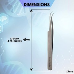 High Precision Stainless Steel Lab Tweezer/Forceps with Curved Tip 4.5″