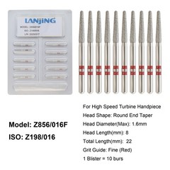Dental Zirconia Diamond Burs FG Round End Taper Cylinder Football Fine Medium