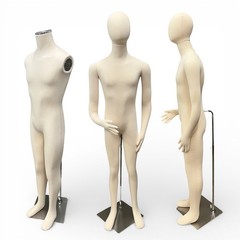 Male Mannequin Poseable Full Cloth Body, Bendable Arms & Legs, Egg Head, NEW
