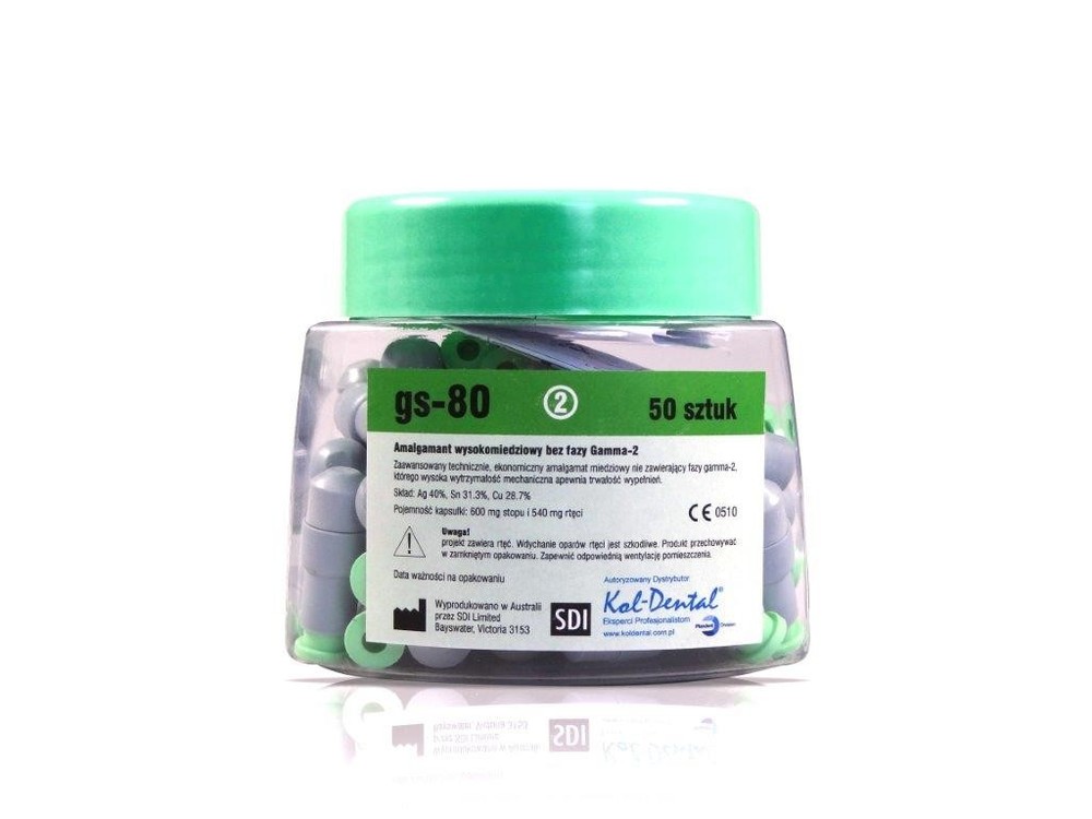 SDI 4412303 GS-80 2 Spill Regular Set Phase Alloy Amalgam Capsules 600 mg 50/Bag