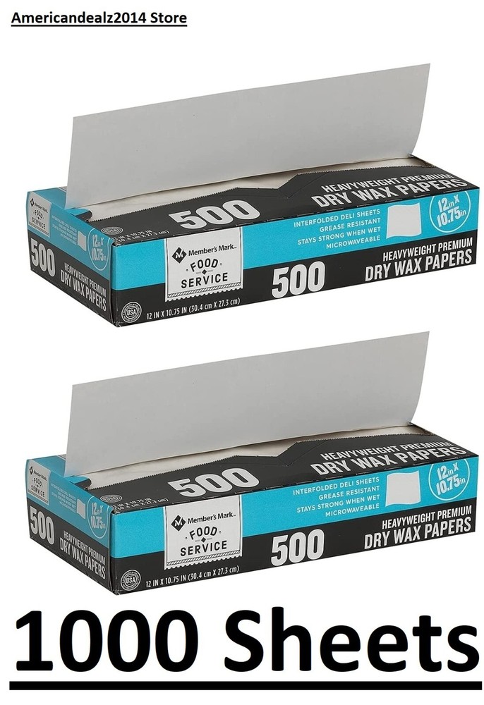2 PACK Heavyweight Wax Paper Sheets 12″ X 10.75″ {500 Each} (Total 1000 Count)