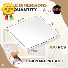 100 Pcs 5 5/8″L X 5″W X 7/16″H Cd Mailer Box Cd Shipping Boxes Corrugated Mailin