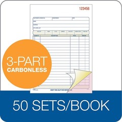 3-Part Carbonless Sales Order Book, 50 Sets per Book, Wraparound Cover, 250 Tota