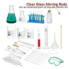 6 Pack Glass Stirring Rods 10″ Round ends for Science Education,Lab and Kitchen