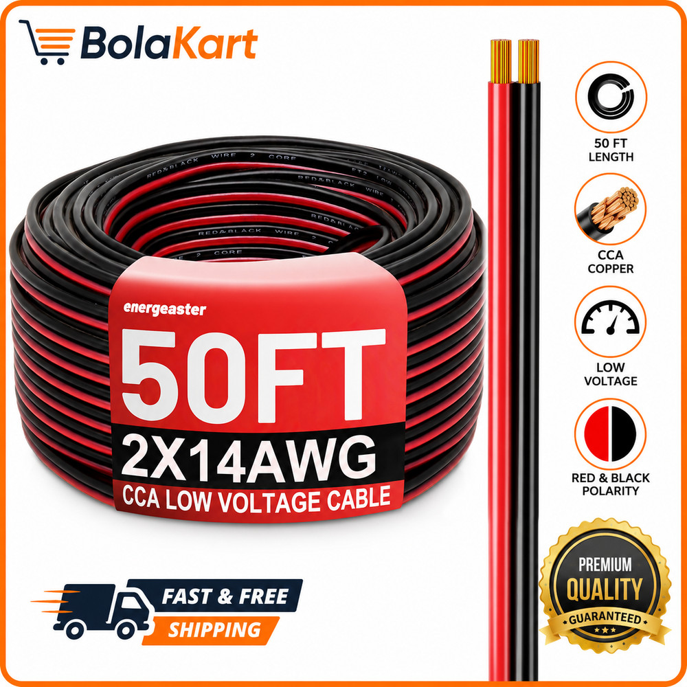 14AWG 2 Conductor Wire 50FT Red Black Automotive Electrical Cable 12V 24V CCA