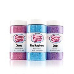 Floss Sugar Variety Pack with 3 – 11oz Plastic Jars of Cherry, Blue Raspberry…